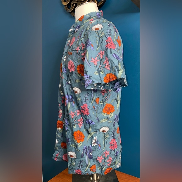 Goodthreads Poplin Floral Hawaiian Short sleeve button-down men's shirt XLARGE - Picture 5 of 16